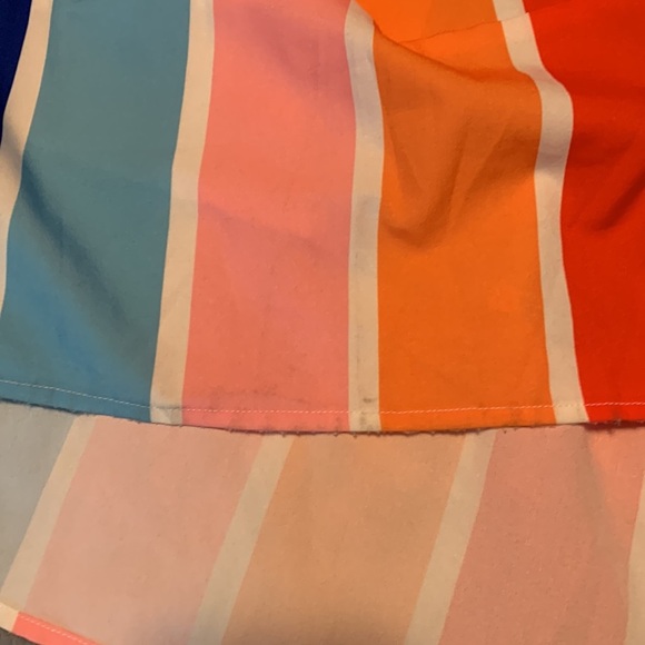 SHEIN Slayr Colorful Stripe Printed Ruffle Hem Backless Cami Dress Summer size 6 - Picture 7 of 9